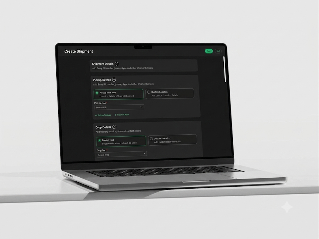 Shipment form mockup