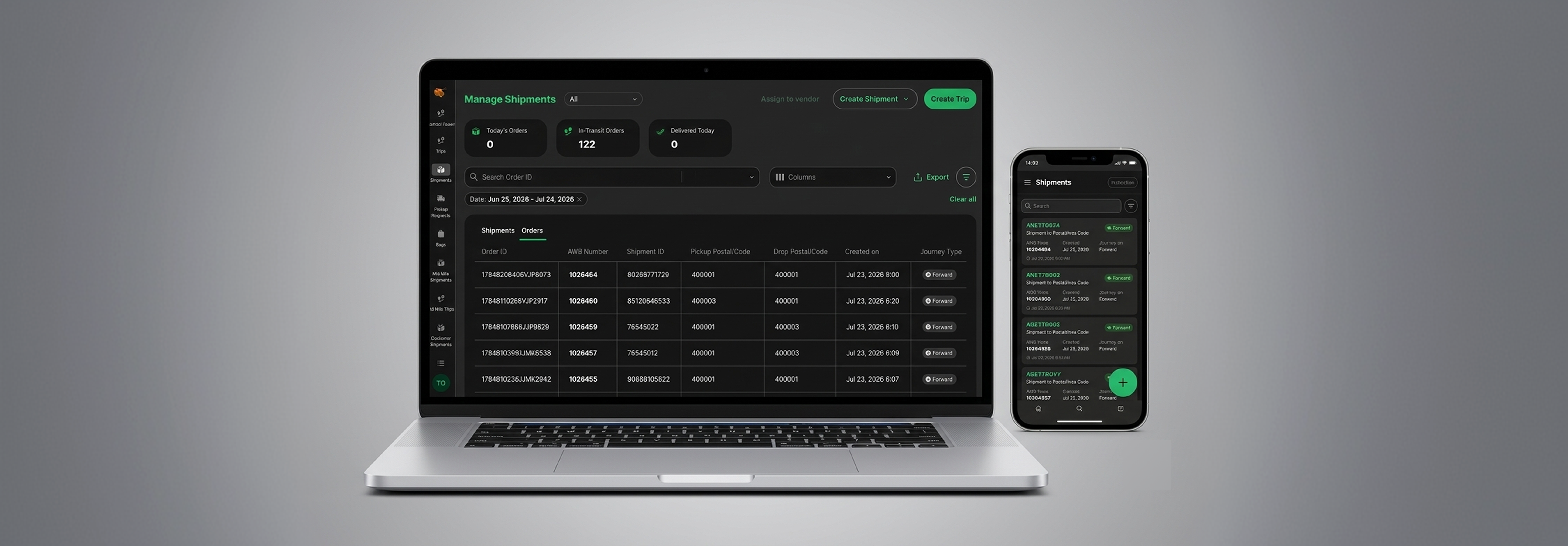 Responsive Mid-Mile — laptop and mobile